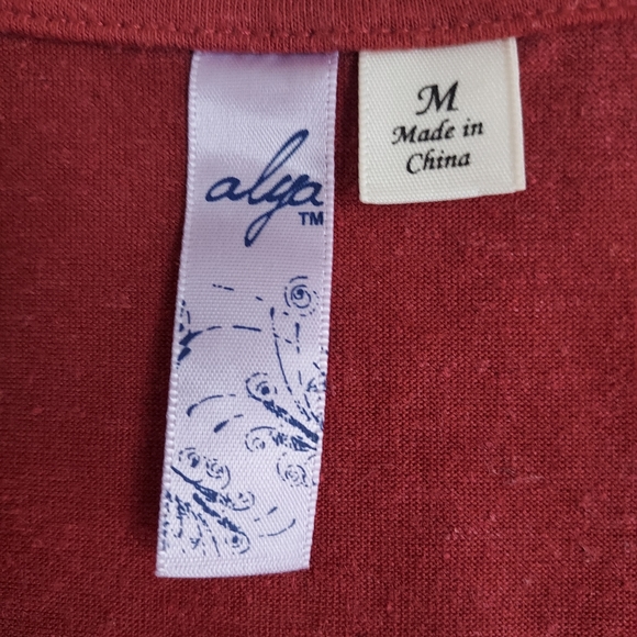 NWOT Ladies M Alya Francesca's Embroidered Beaded Wrap Rust Linen Blend Top - Picture 3 of 7